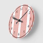 Levend koraal en wit vijf strepen patroon ronde klok (Hoek)