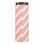Levend koraal en wit vijf strepen patroon thermosbeker (Achterkant)