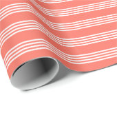 Levend koraal en wit virillenpatroon cadeaupapier (Rol Hoek)
