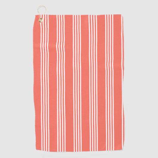 Levend koraal en wit virillenpatroon golfhanddoek (Voorkant)