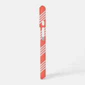 Levend koraal en wit virillenpatroon iPhone 16 hoesje (Linkerkant)