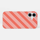 Levend koraal en wit virillenpatroon iPhone 16 hoesje (Achterkant horizontaal)