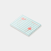Levend koraal Flamingo Blue Stripe Gold Geometric Post-it® Notes (Schuin)