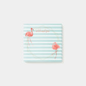 Levend koraal Flamingo Blue Stripe Gold Geometric Post-it® Notes (Voorkant)