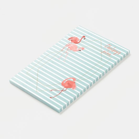 Levend koraal Flamingo Blue Stripe Post-it® Notes (Schuin)