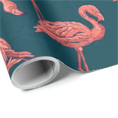 Levend koraal flamingo patroon cadeaupapier (Rol Hoek)