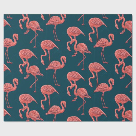 Levend koraal flamingo patroon cadeaupapier (Vlak)
