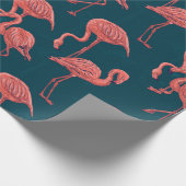 Levend koraal flamingo patroon cadeaupapier (Hoek)