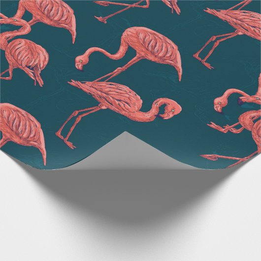 Levend koraal flamingo patroon cadeaupapier (Hoek)