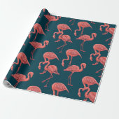 Levend koraal flamingo patroon cadeaupapier (Uitgerold)