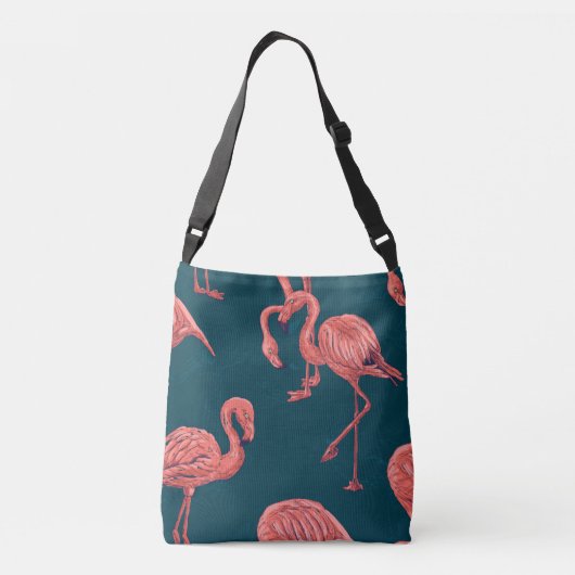 Levend koraal flamingo patroon crossbody tas (Achterkant)