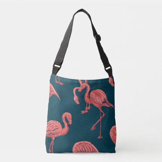 Levend koraal flamingo patroon crossbody tas (Voorkant)