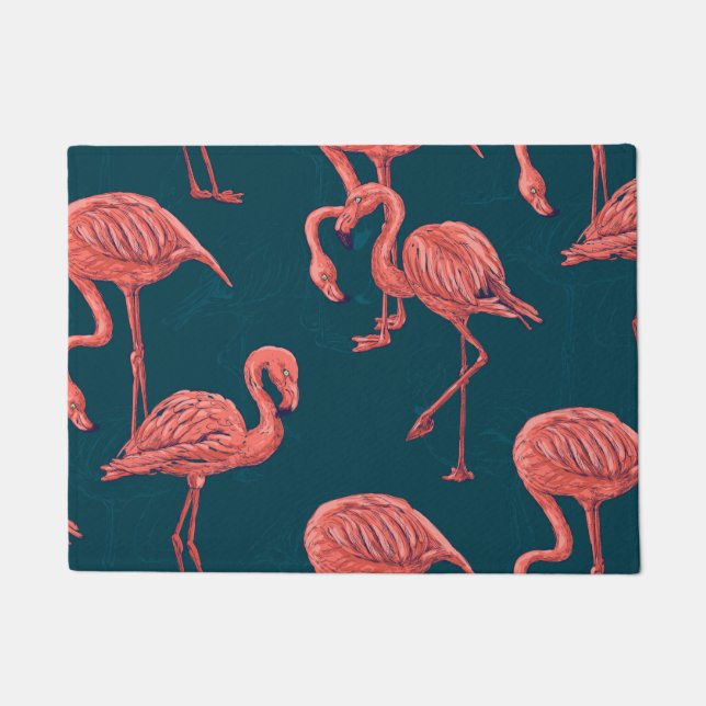 Levend koraal flamingo patroon deurmat (Voorkant)