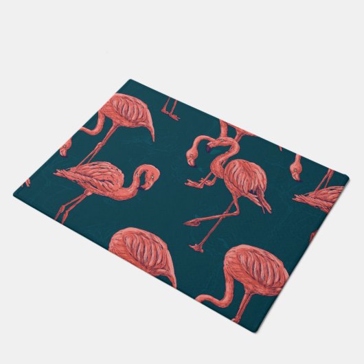 Levend koraal flamingo patroon deurmat (Schuin)