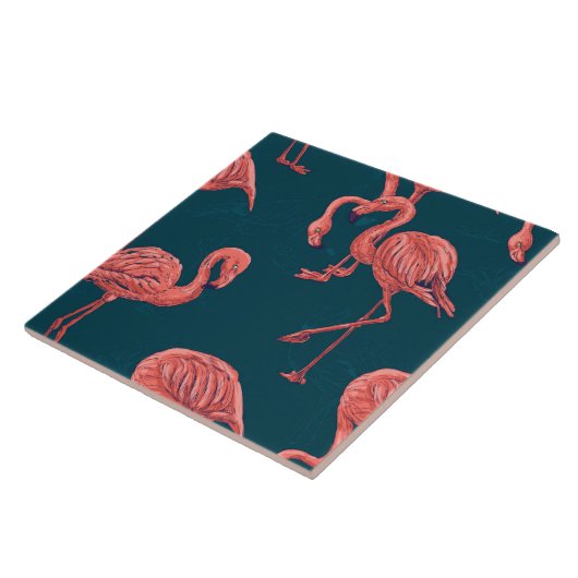 Levend koraal flamingo patroon tegeltje (Zijkant)