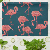 Levend koraal flamingo patroon theedoek (Gevouwen)