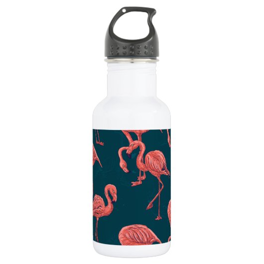 Levend koraal flamingo patroon waterfles  (Voorkant)