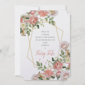 Levend koraal Floral Roos Gold Geometric Lijst Kaart (Achterkant)