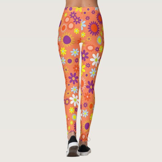 Levend koraal kleurrijk flessenpatroon leggings (Achterkant)