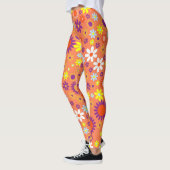 Levend koraal kleurrijk flessenpatroon leggings (Links)