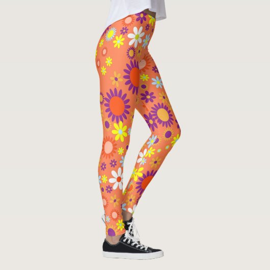 Levend koraal kleurrijk flessenpatroon leggings (Rechts)