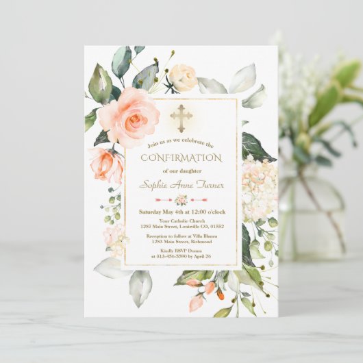 Levend koraal Lijst Glitter Baptisme Kaart (Staand voorkant)