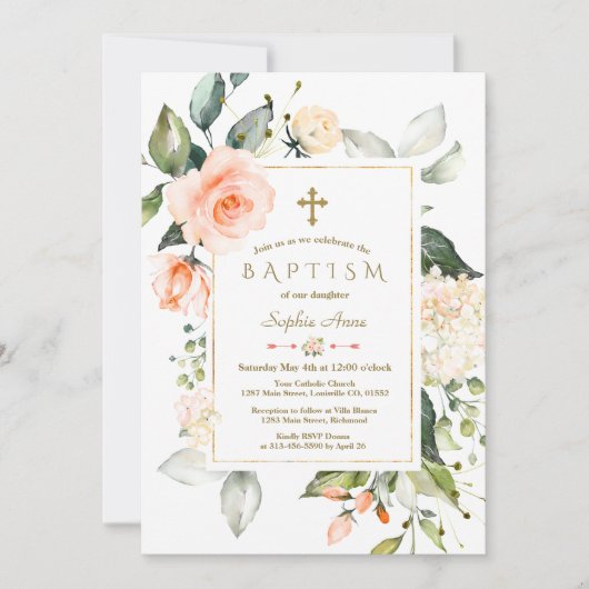 Levend koraal Lijst Glitter Baptisme Kaart (Voorkant)