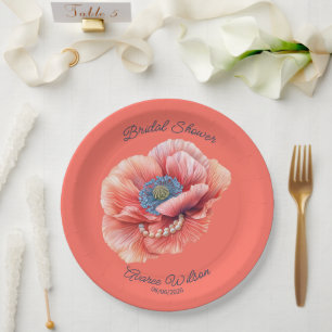 Levend koraal met Giant Coral Poppy Vrijgezellenfe Papieren Bordje