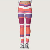 Levend koraal, rood en violet leggings (Voorkant)