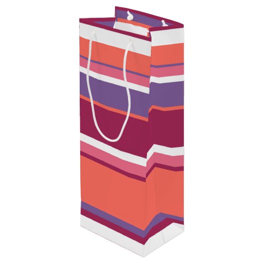 Levend koraal, rood en violet wijn cadeautas (Achterkant Gekanteld)