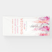 Levend koraal, roze, groene trouwkunst welkom spandoek (Horizontaal)