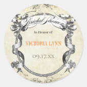 Levend Koraal Vintage Trouw Bruidsdouche Zegel (Voorkant)