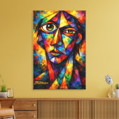 Levend Kubistisch Gezicht Abstracte Moderne Kunst Canvas Afdruk (Insitu (Woonkamer))