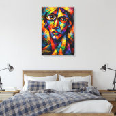 Levend Kubistisch Gezicht Abstracte Moderne Kunst Canvas Afdruk (Insitu (Slaapkamer))