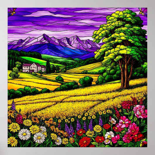Levend Landschap en Berggezichten Poster (Voorkant)