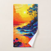 Levend Landschap Kunst van Rivier bij Zonsondergan Bad Handdoek (Handdoek)