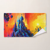 Levend Landschap Kunst van Rivier bij Zonsondergan Bad Handdoek (Handdoek)