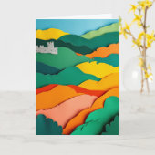 Levend Landschap van Gesneden Papier Kaart (Gele Bloem)