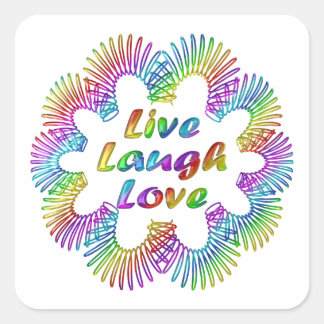 LEVEND LAUGH LOVE COLORFUL SPIRAAL VIERKANTE STICKER