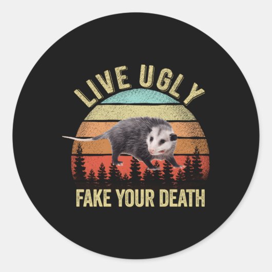 Levend Lelijk Fake Uw Dood Possum Ronde Sticker (Voorkant)
