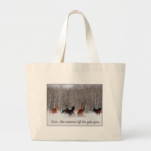 Levend leven...Alsof iemand de poort open heeft ge Grote Tote Bag (Voorkant)