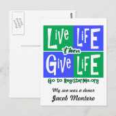 Levend leven dan geef het Leven Donor Briefkaart (Voorkant / Achterkant)