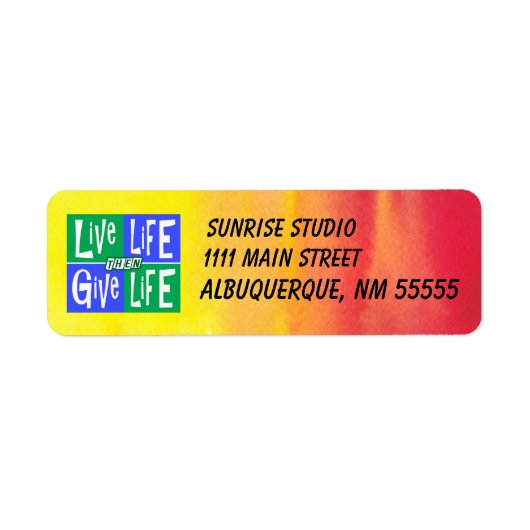 Levend leven en leven Waterverf geven Etiket (Voorkant)