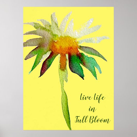 Levend leven in vol bloei, citaat Daisy Yellow flo Poster (Voorkant)