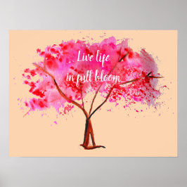 Levend leven in vol bloei citaat Roze Cherry Bloss Poster