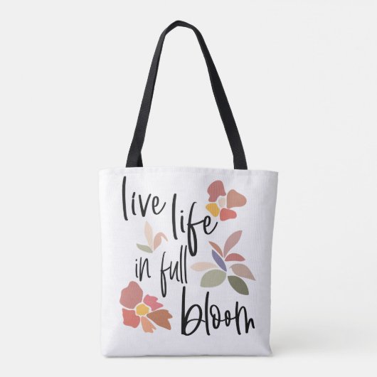 Levend leven in volledig bloem-opwindingscitaat tote bag (Achterkant)