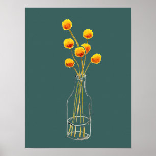Levend leven in volslagen bloei Geel Daffodil Spri Poster