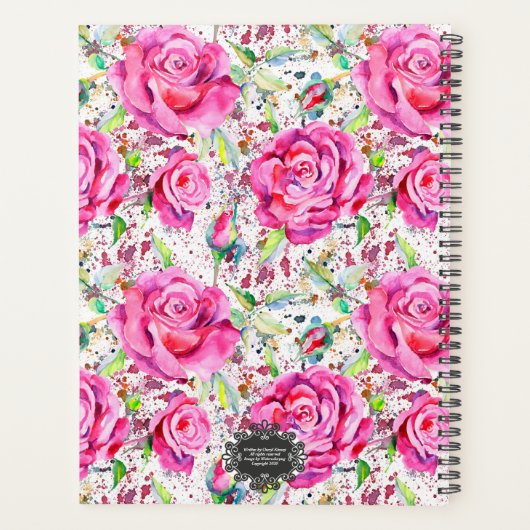 Levend leven in volwaardige bloem roze platenfabri planner (Achterkant)