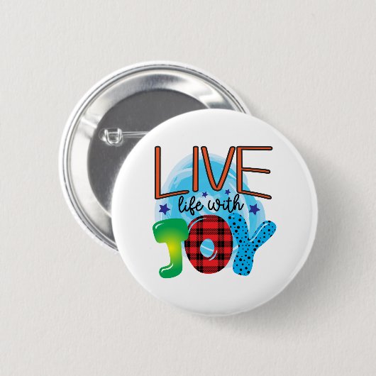 Levend leven met vreugde ronde button 5,7 cm (Voorkant /achterkant)