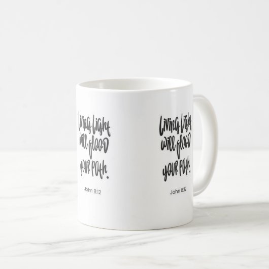 Levend Licht zal je pad overspoelen Christelijke M Koffiemok (Voorkant rechts)